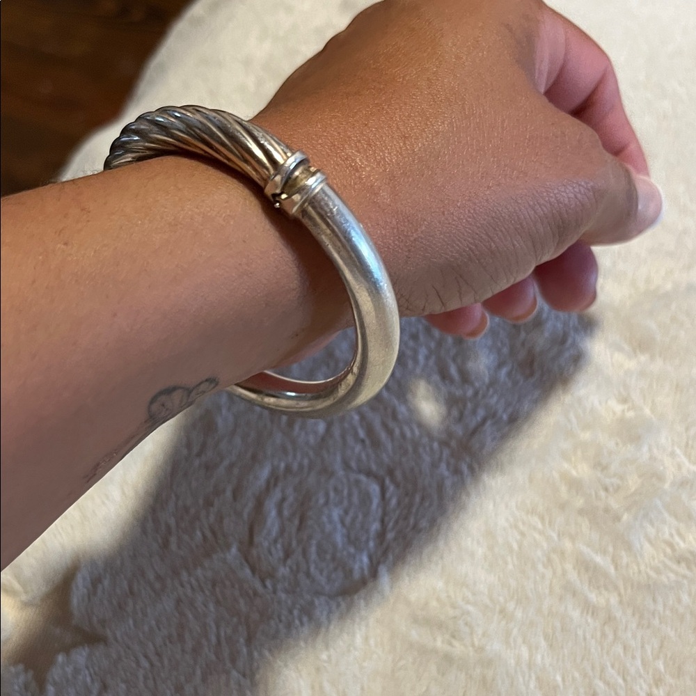 Classic Silver Twisted Cable Bangle Bracelet - image 5